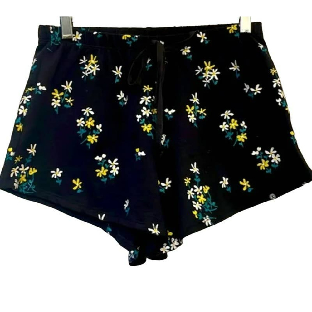 Circle X Girls Elastic Waist Pull On Shorts XL Extra Large Black w/Daisies NWT